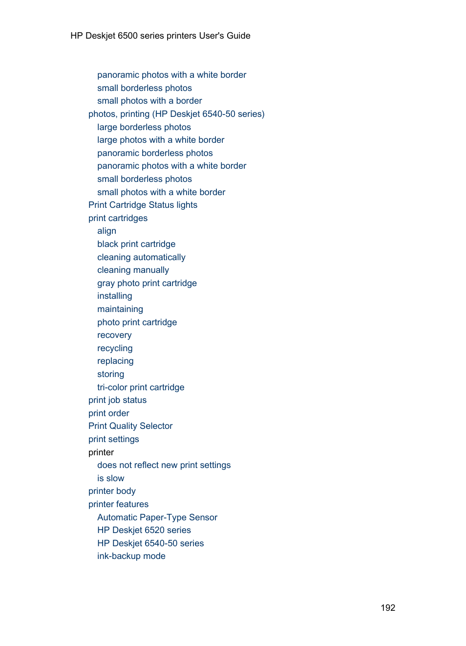 HP Deskjet 6540 Color Inkjet Printer User Manual | Page 192 / 195