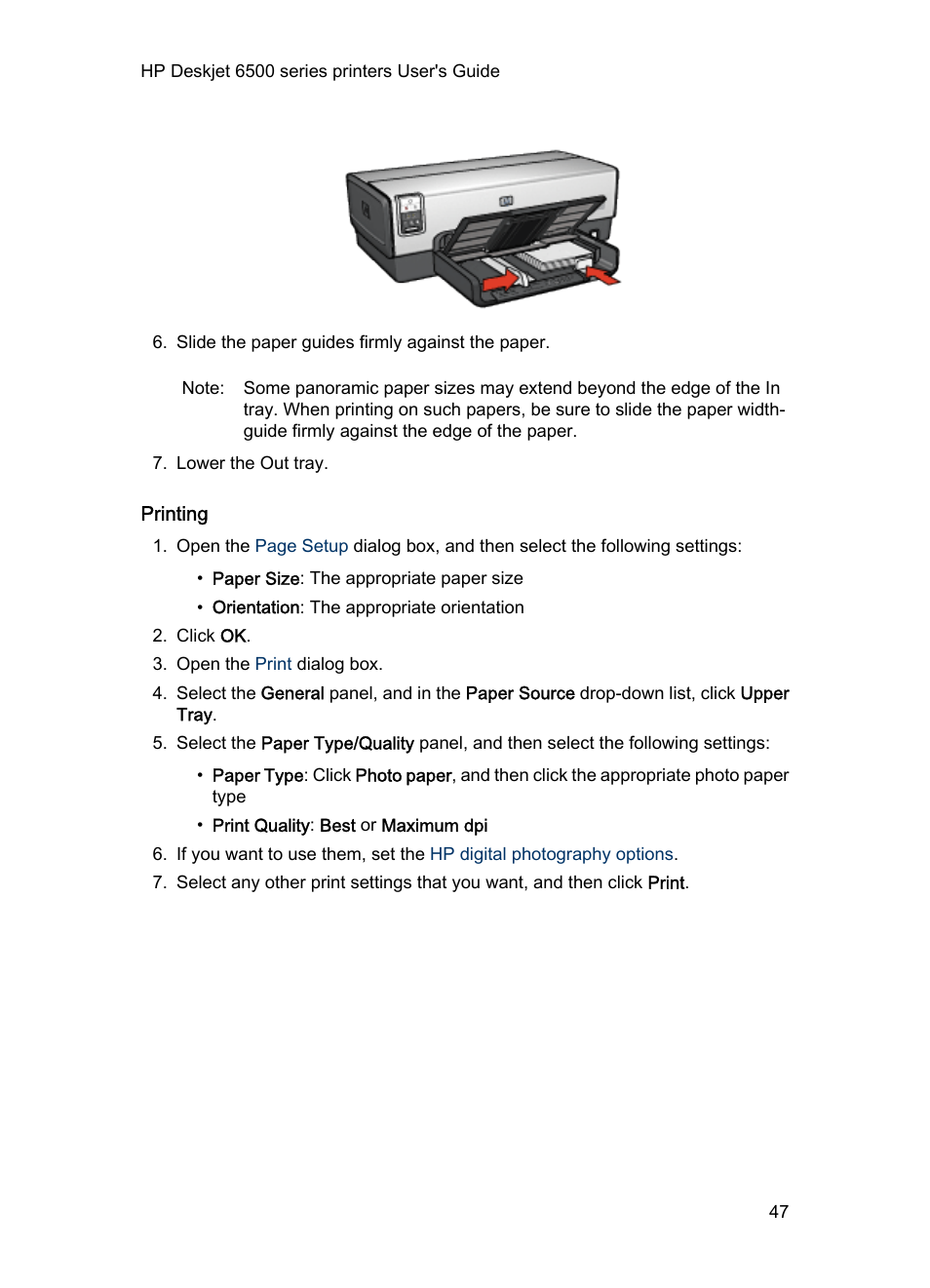 Printing | HP Deskjet 6540 Color Inkjet Printer User Manual | Page 47 / 195