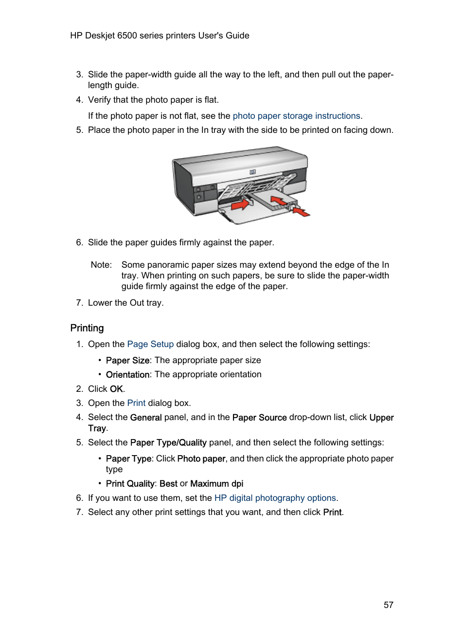 Printing | HP Deskjet 6540 Color Inkjet Printer User Manual | Page 57 / 195