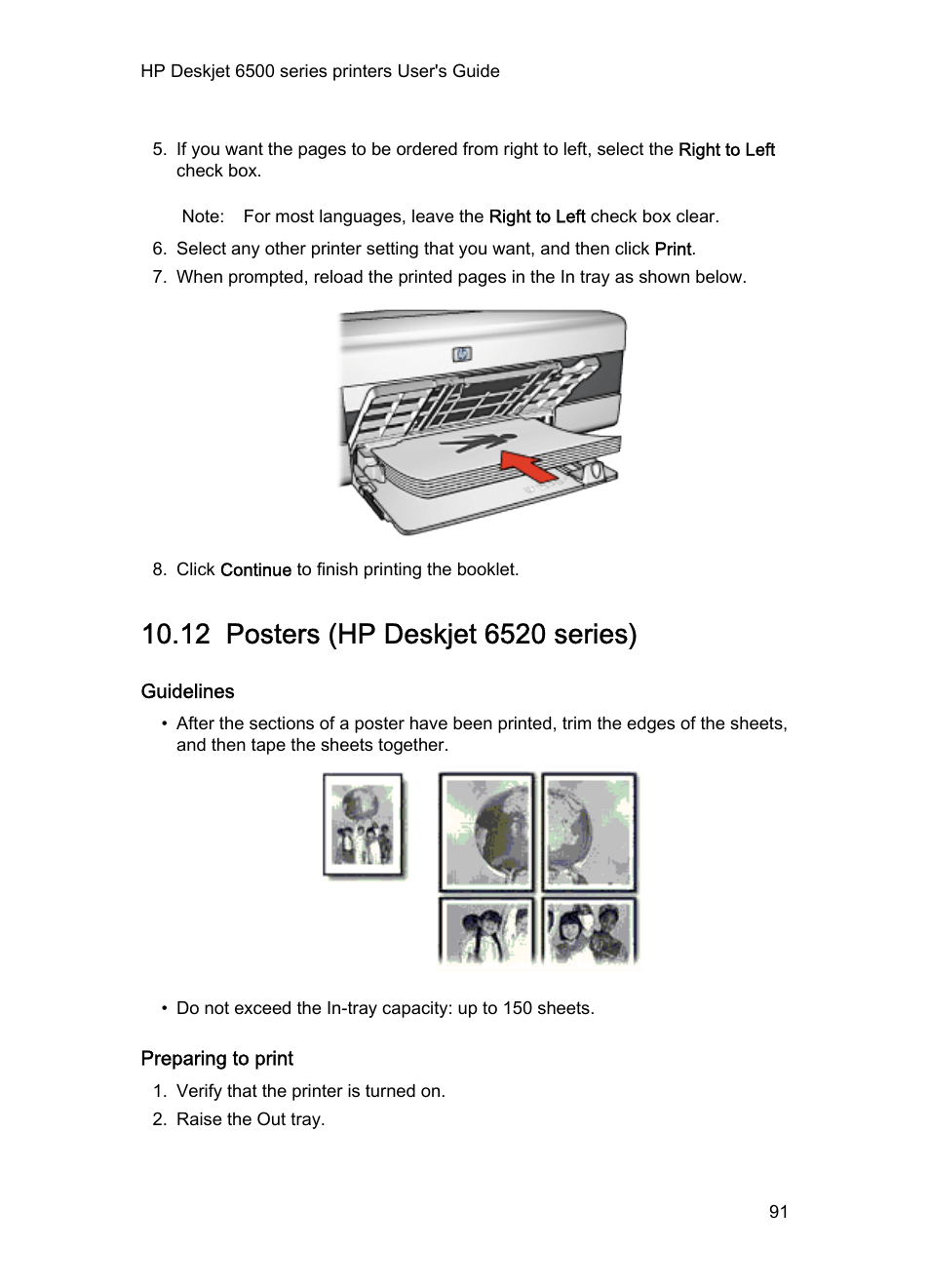 12 posters (hp deskjet 6520 series), Guidelines, Preparing to print | Posters | HP Deskjet 6540 Color Inkjet Printer User Manual | Page 91 / 195