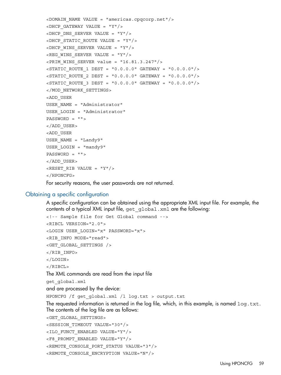 Obtaining a specific configuration | HP Intelligent Provisioning User Manual | Page 59 / 69