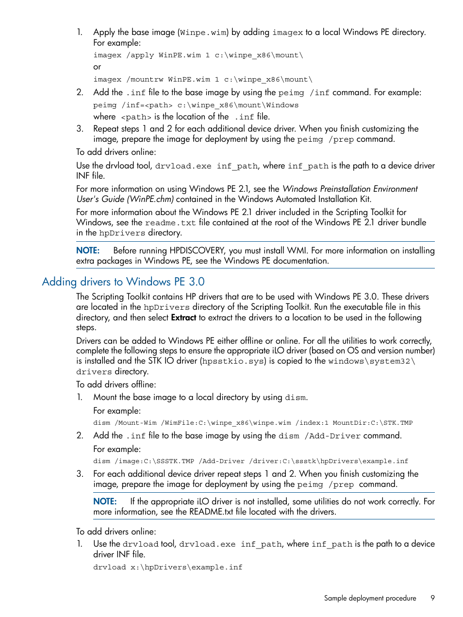 Adding drivers to windows pe 3.0 | HP Intelligent Provisioning User Manual | Page 9 / 69