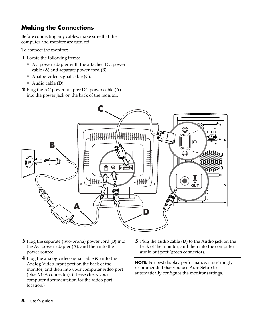 Db c a | HP Pavilion vf52 15 inch Flat Panel Monitor User Manual | Page 8 / 26