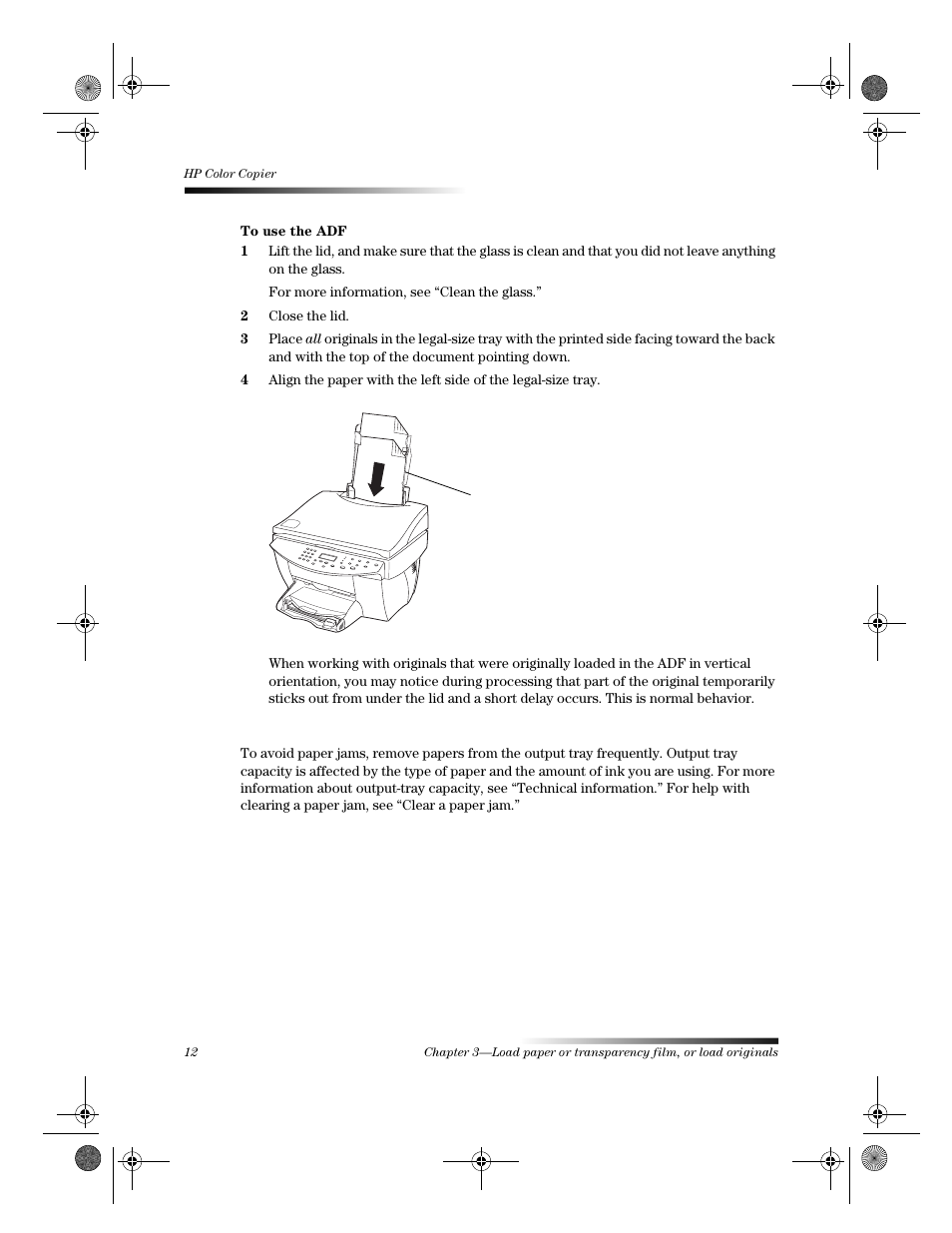 Avoid paper jams | HP 120 Color Copier User Manual | Page 16 / 54