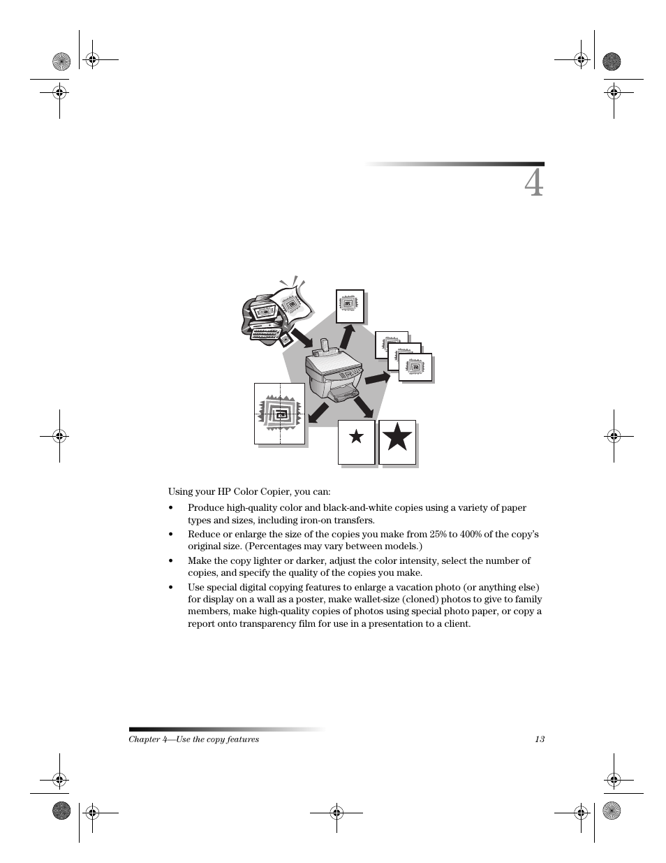 Use the copy features | HP 120 Color Copier User Manual | Page 17 / 54