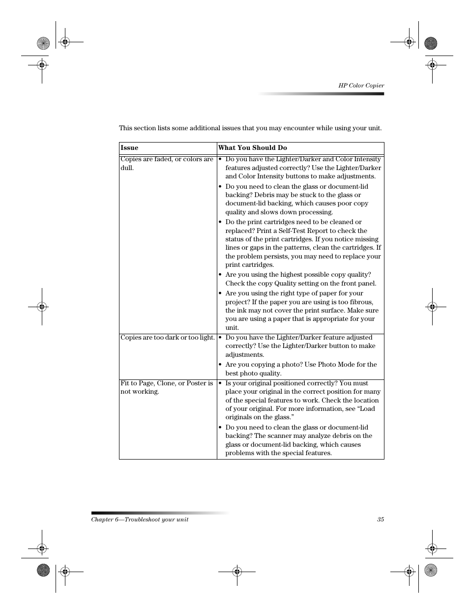 Additional troubleshooting tips | HP 120 Color Copier User Manual | Page 39 / 54