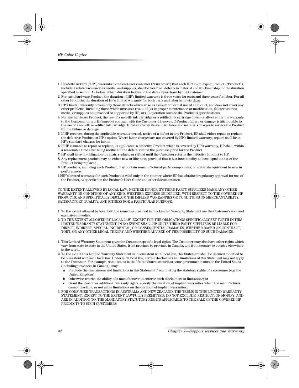 HP 120 Color Copier User Manual | Page 44 / 54