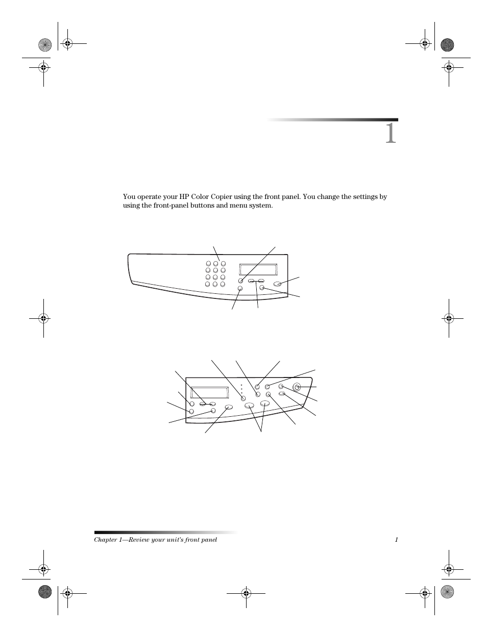 Review your unit’s front panel | HP 120 Color Copier User Manual | Page 5 / 54