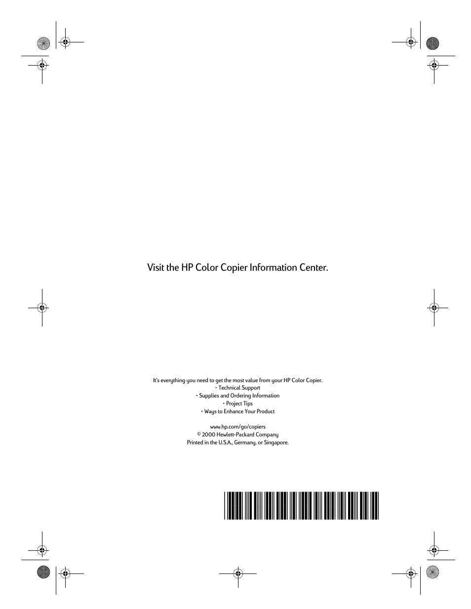 9lvlwwkh+3&roru&rslhu,qirupdwlrq&hqwhu | HP 120 Color Copier User Manual | Page 54 / 54