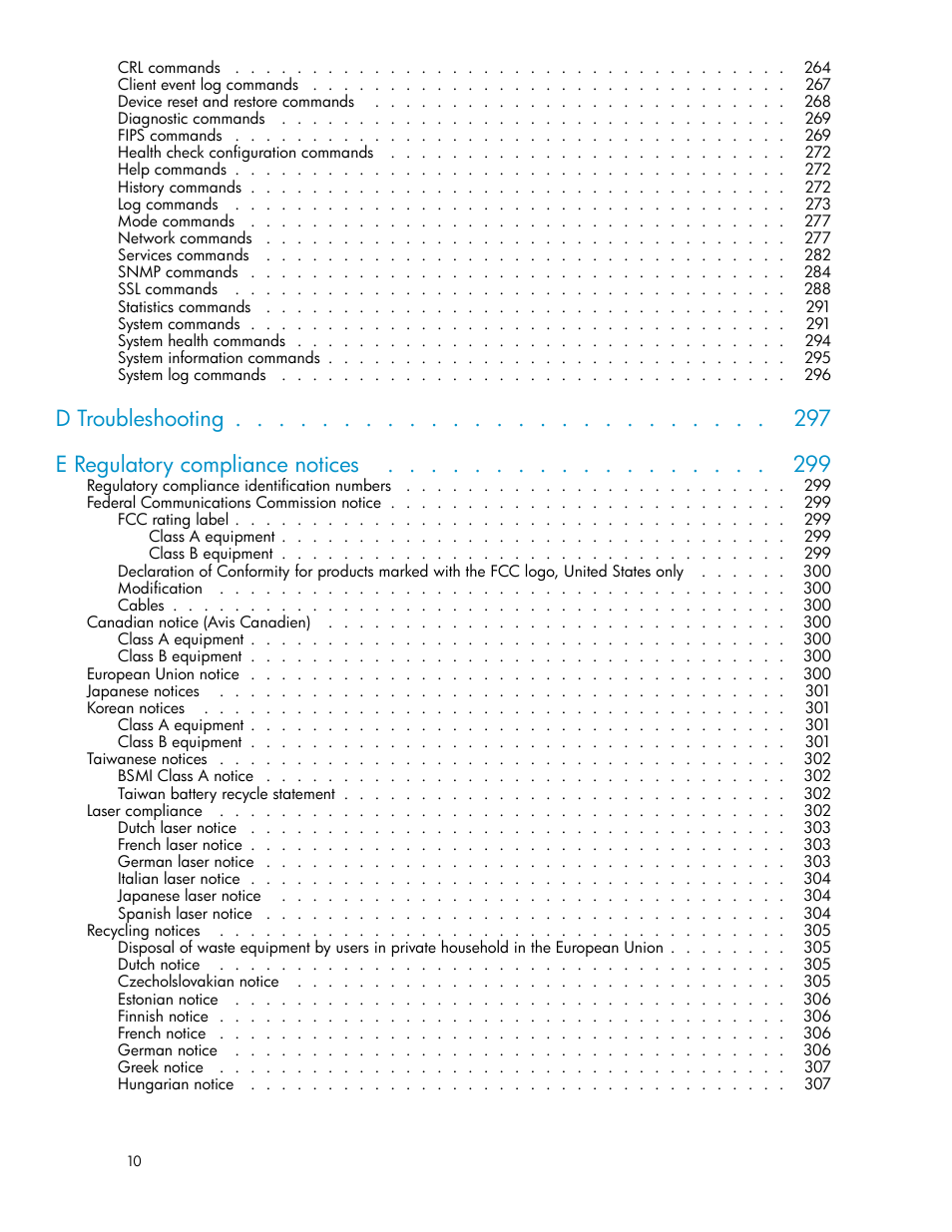 D troubleshooting e regulatory compliance notices | HP Secure Key Manager User Manual | Page 10 / 327