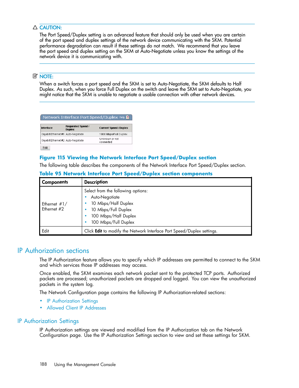 Ip authorization sections, Ip authorization settings | HP Secure Key Manager User Manual | Page 188 / 327