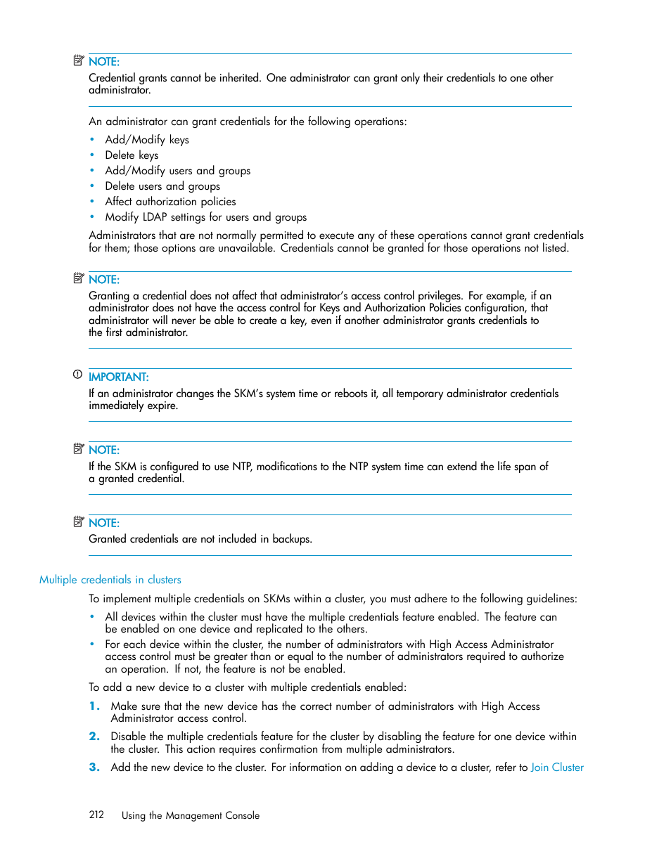 Multiple credentials sections | HP Secure Key Manager User Manual | Page 212 / 327