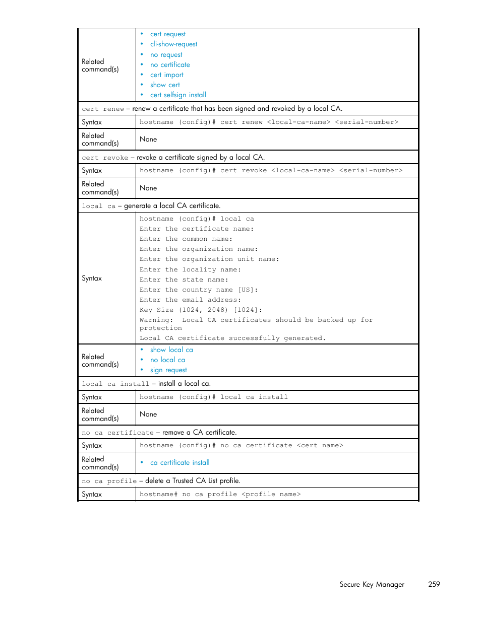 HP Secure Key Manager User Manual | Page 259 / 327