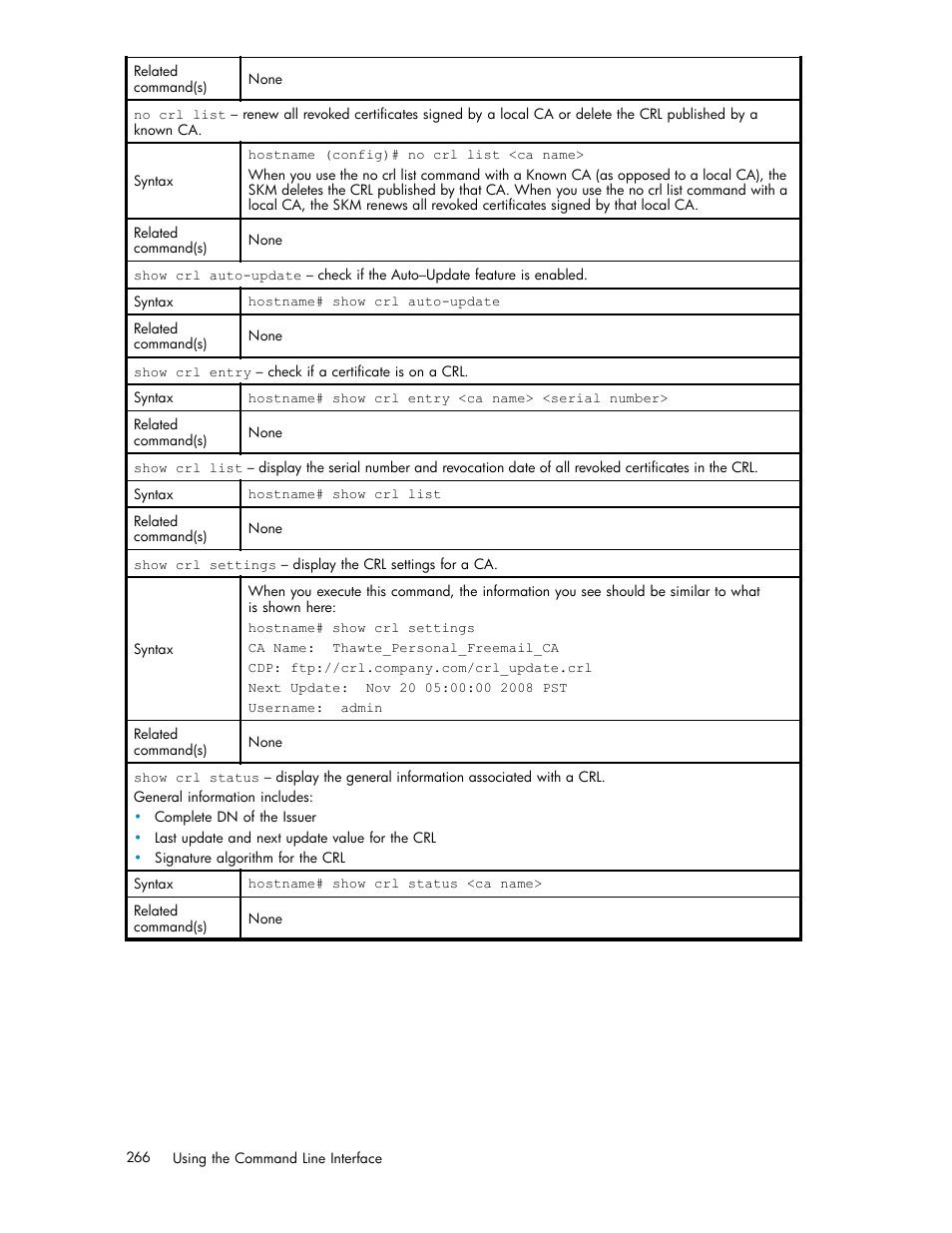 Client event log commands | HP Secure Key Manager User Manual | Page 266 / 327