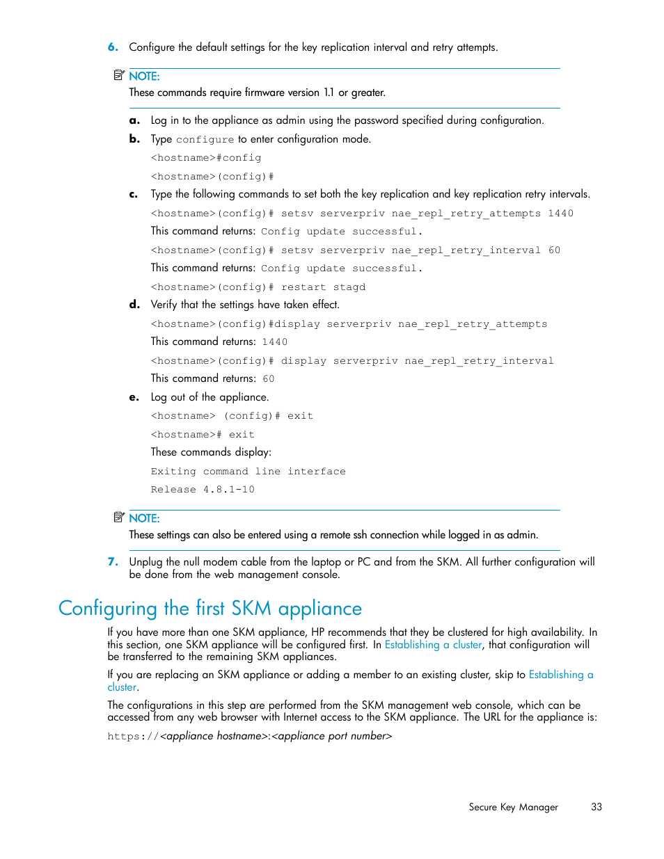 Configuring the first skm appliance | HP Secure Key Manager User Manual | Page 33 / 327