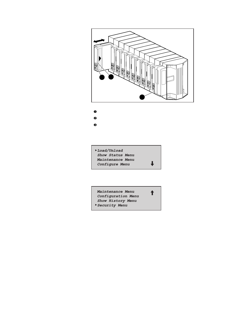 Inserting a magazine | HP Compaq StorageWorks TL881 DLT Mini-Library User Manual | Page 56 / 200