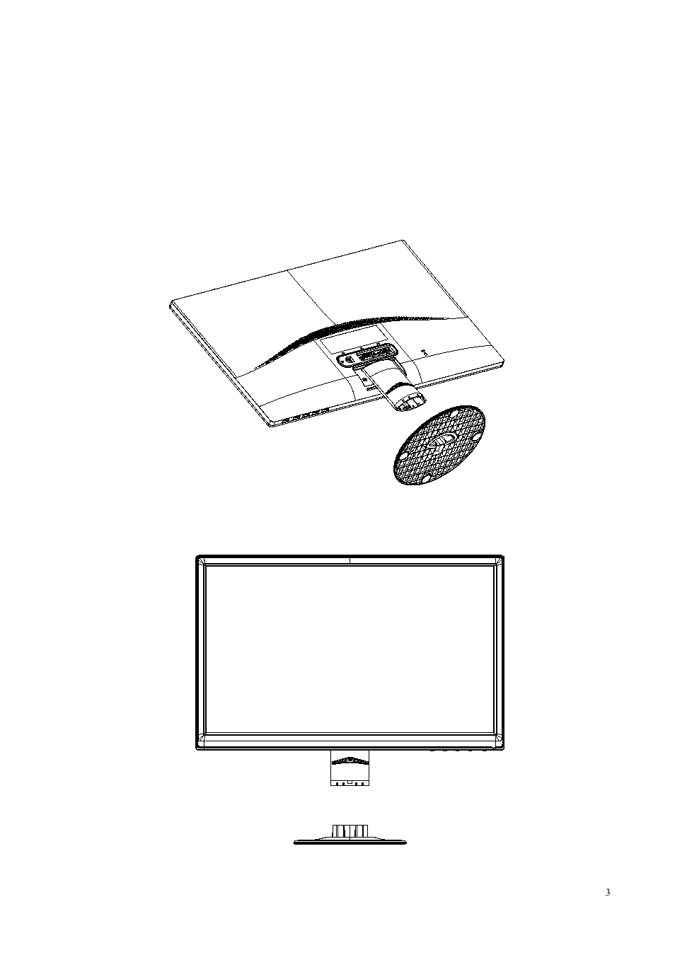 Chapter ii. installation, 1 install the pedestal | HP 24wd 23.6-inch Diagonal LED Backlit Monitor User Manual | Page 4 / 25