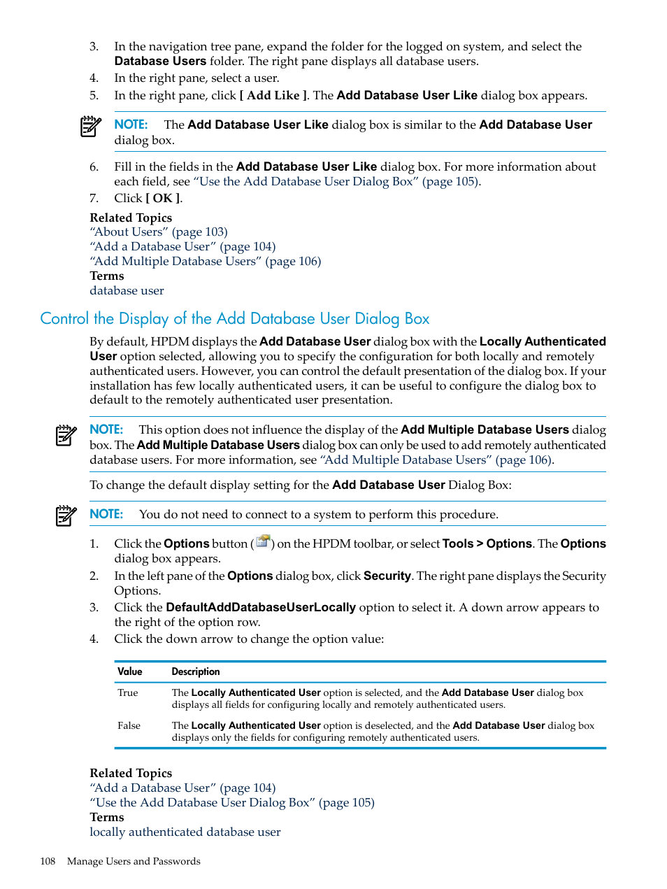 Control the display of the add database | HP Neoview Release 2.5 Software User Manual | Page 108 / 284