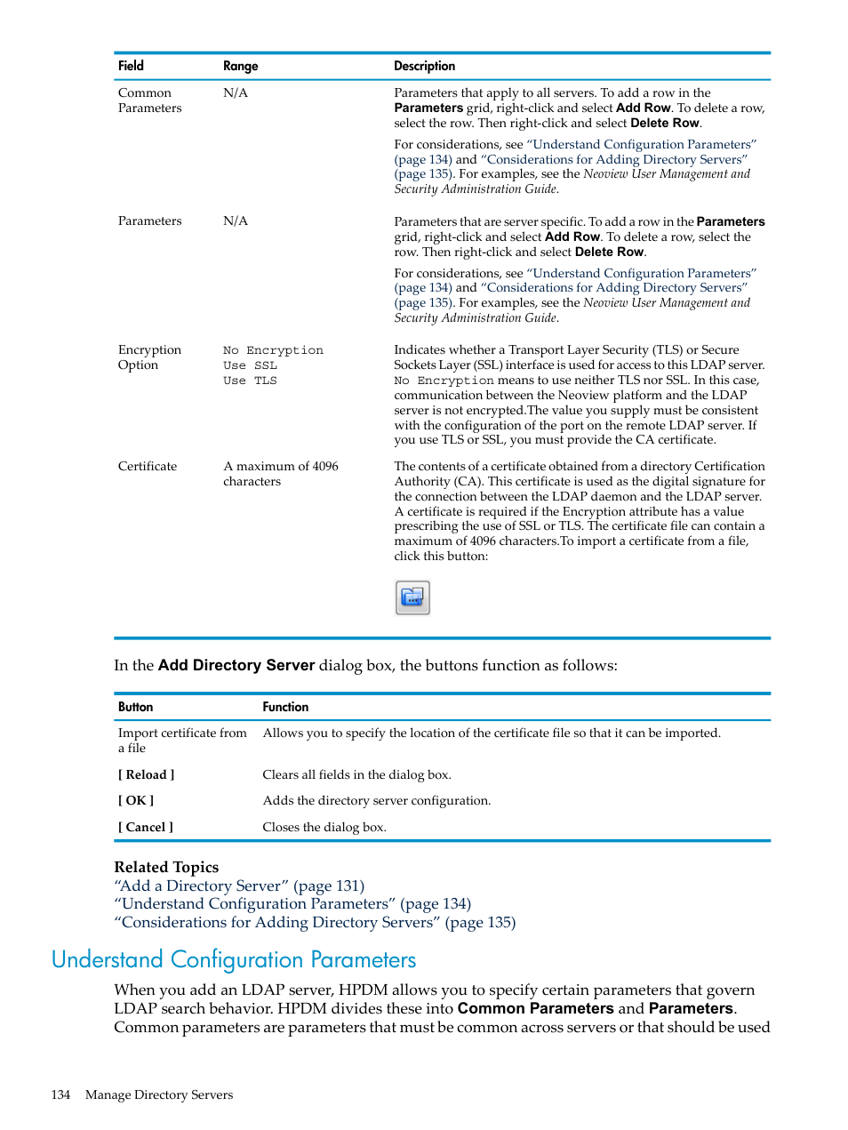 Understand configuration parameters | HP Neoview Release 2.5 Software User Manual | Page 134 / 284