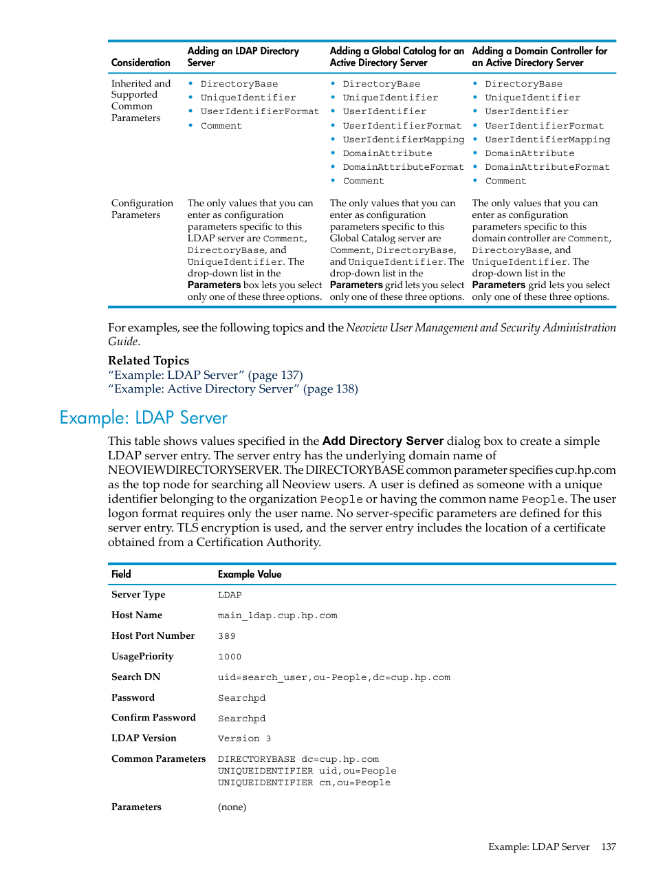 Example: ldap server | HP Neoview Release 2.5 Software User Manual | Page 137 / 284