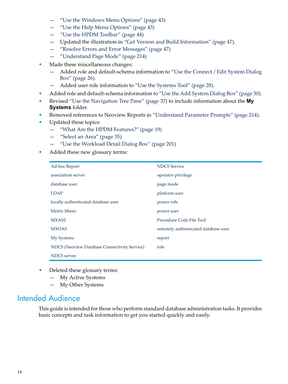 Intended audience | HP Neoview Release 2.5 Software User Manual | Page 14 / 284
