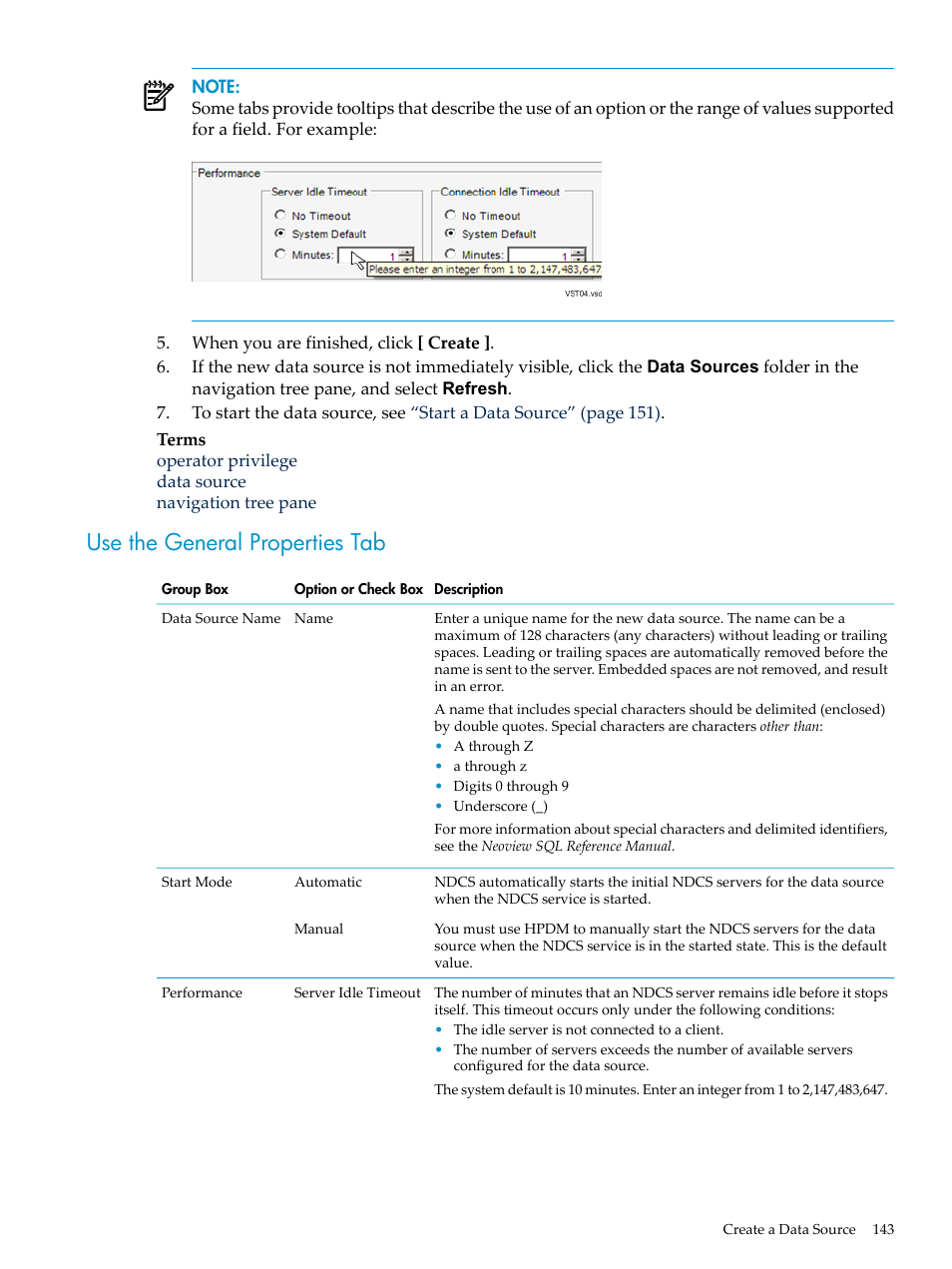 Use the general properties tab | HP Neoview Release 2.5 Software User Manual | Page 143 / 284