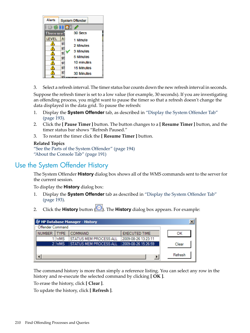 Use the system offender history | HP Neoview Release 2.5 Software User Manual | Page 210 / 284