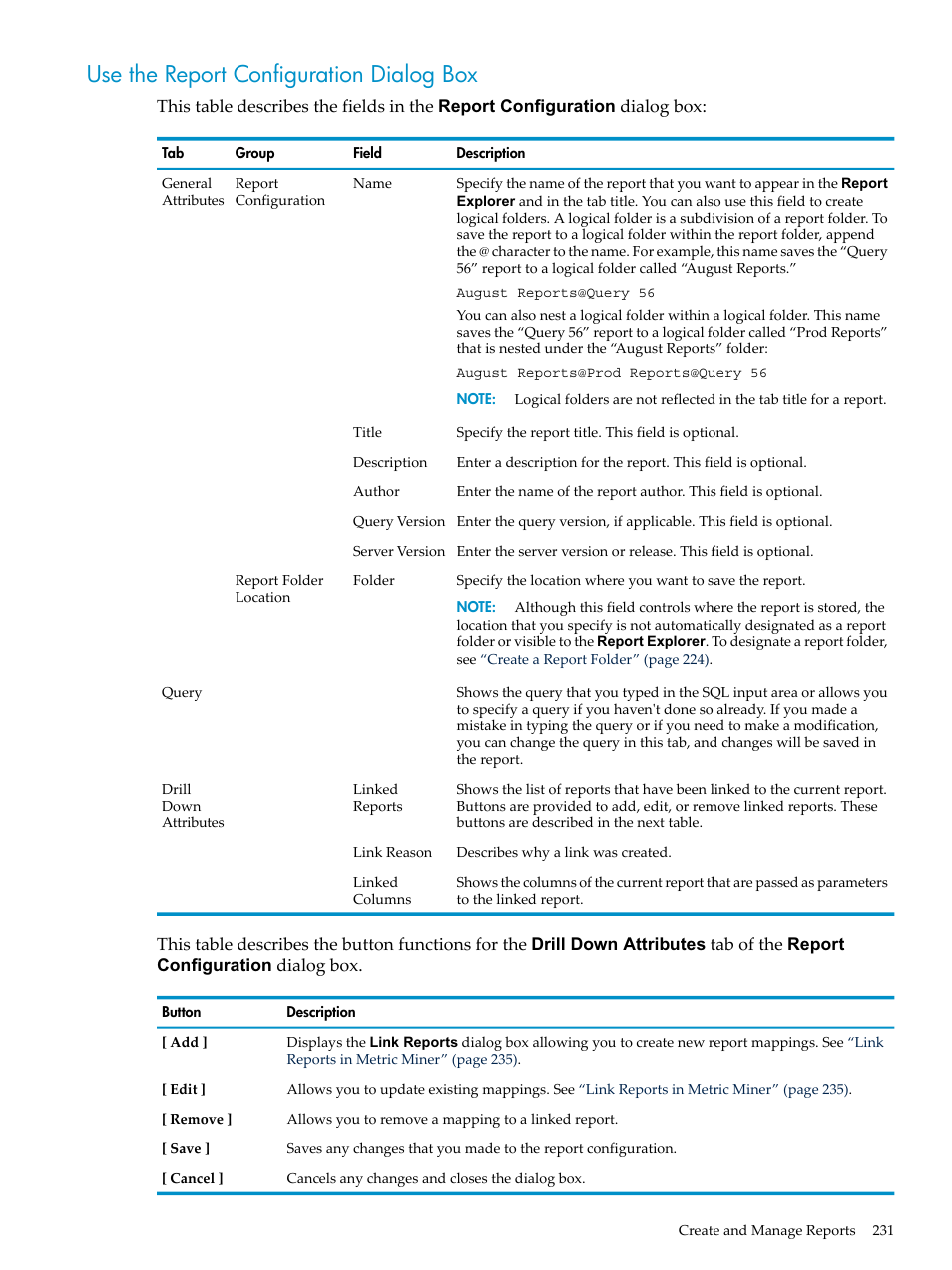 Use the report configuration dialog box | HP Neoview Release 2.5 Software User Manual | Page 231 / 284