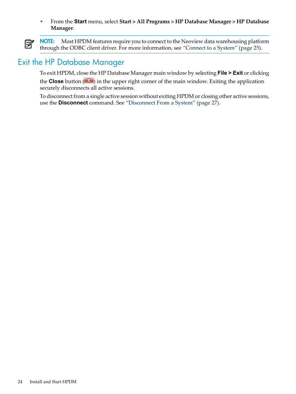 Exit the hp database manager | HP Neoview Release 2.5 Software User Manual | Page 24 / 284