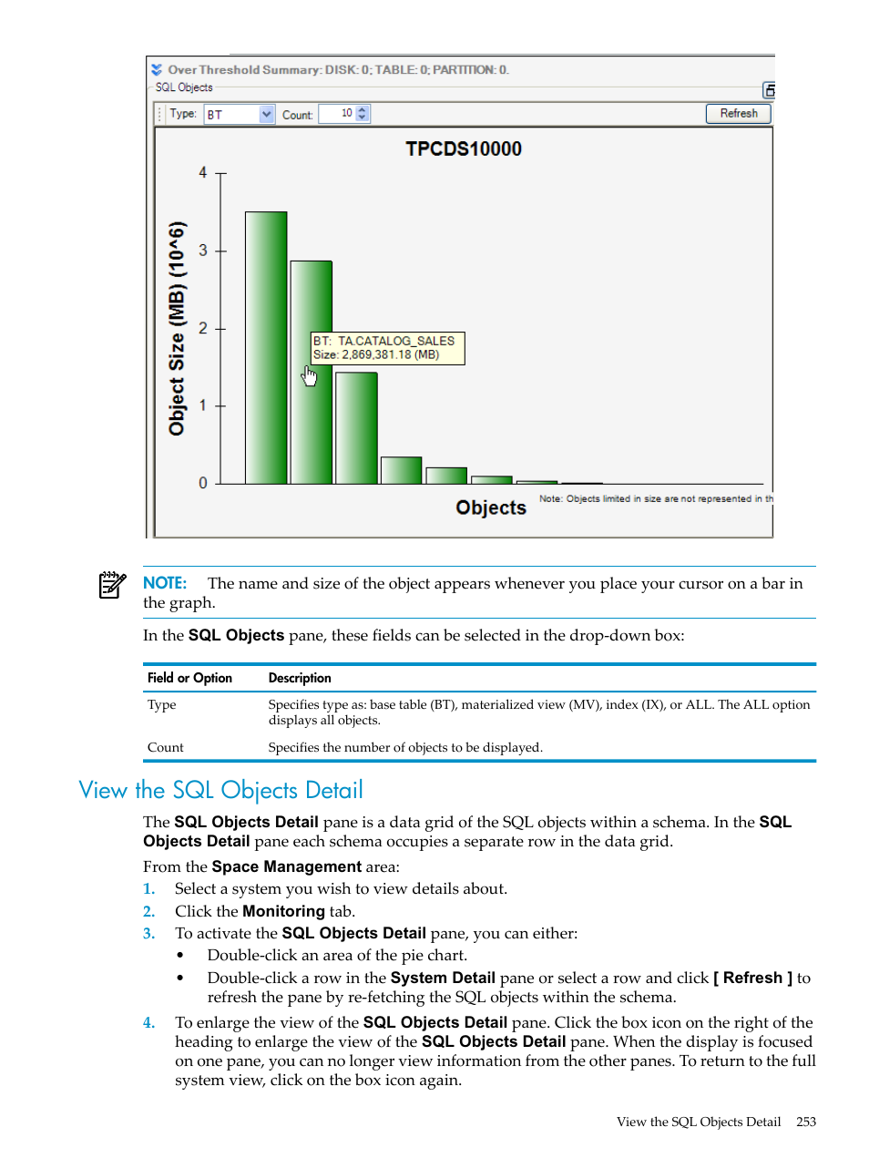 View the sql objects detail | HP Neoview Release 2.5 Software User Manual | Page 253 / 284