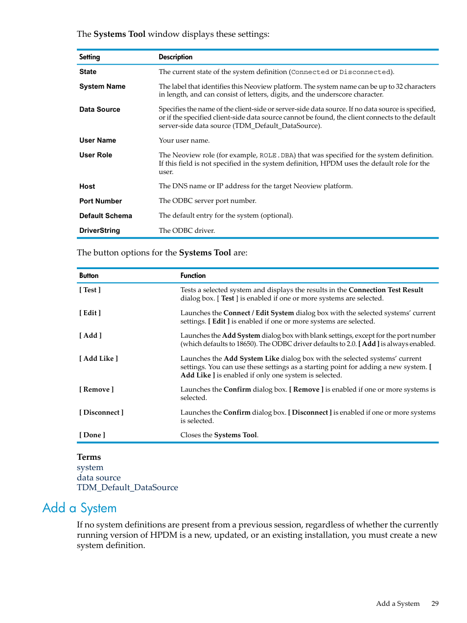 Add a system | HP Neoview Release 2.5 Software User Manual | Page 29 / 284