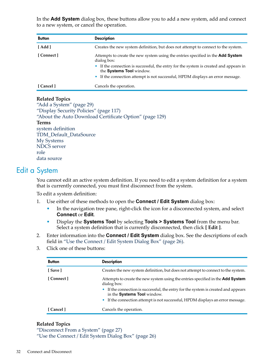 Edit a system | HP Neoview Release 2.5 Software User Manual | Page 32 / 284