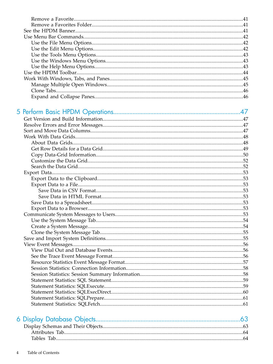 5 perform basic hpdm operations, 6 display database objects | HP Neoview Release 2.5 Software User Manual | Page 4 / 284