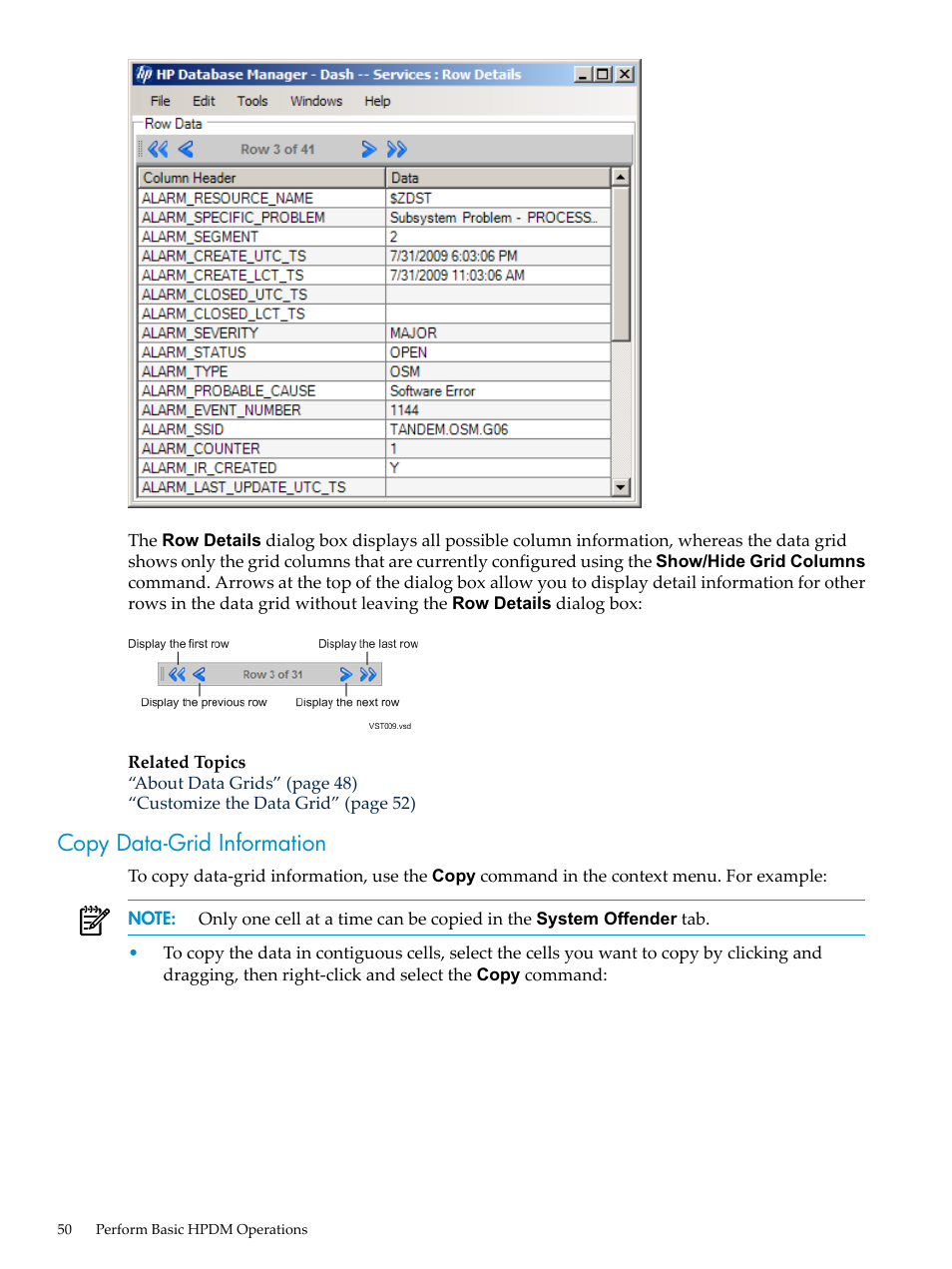 Copy data-grid information | HP Neoview Release 2.5 Software User Manual | Page 50 / 284