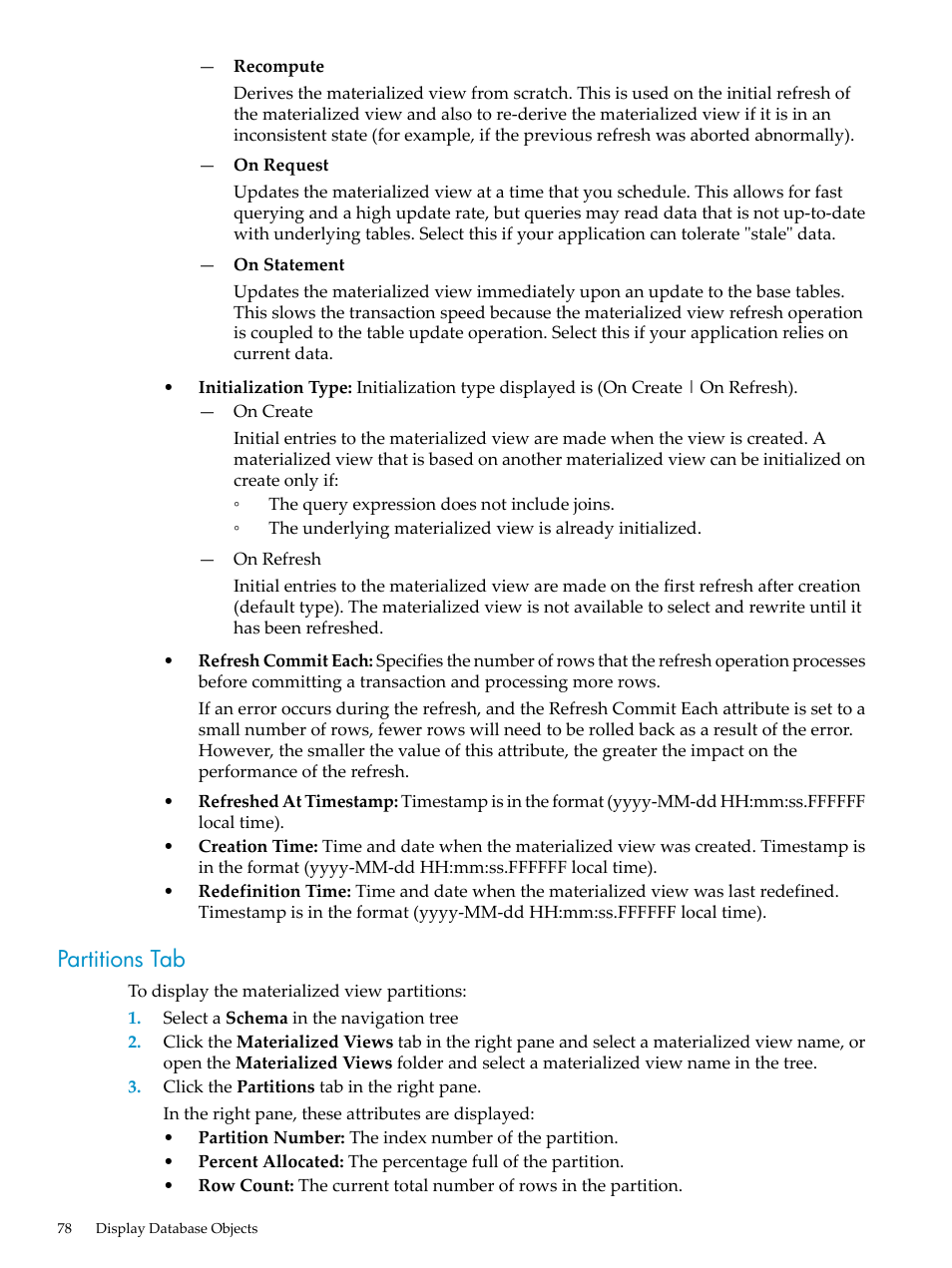 Partitions tab | HP Neoview Release 2.5 Software User Manual | Page 78 / 284