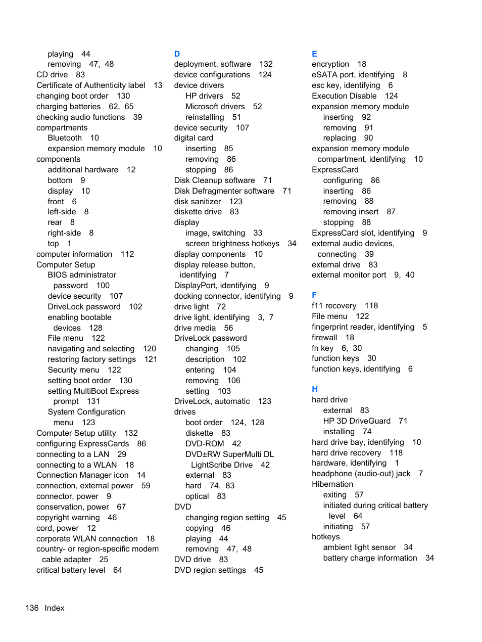 HP EliteBook 8740w Mobile Workstation User Manual | Page 148 / 152