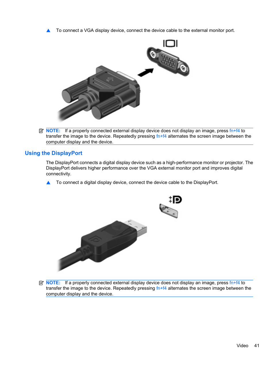 Using the displayport | HP EliteBook 8740w Mobile Workstation User Manual | Page 53 / 152