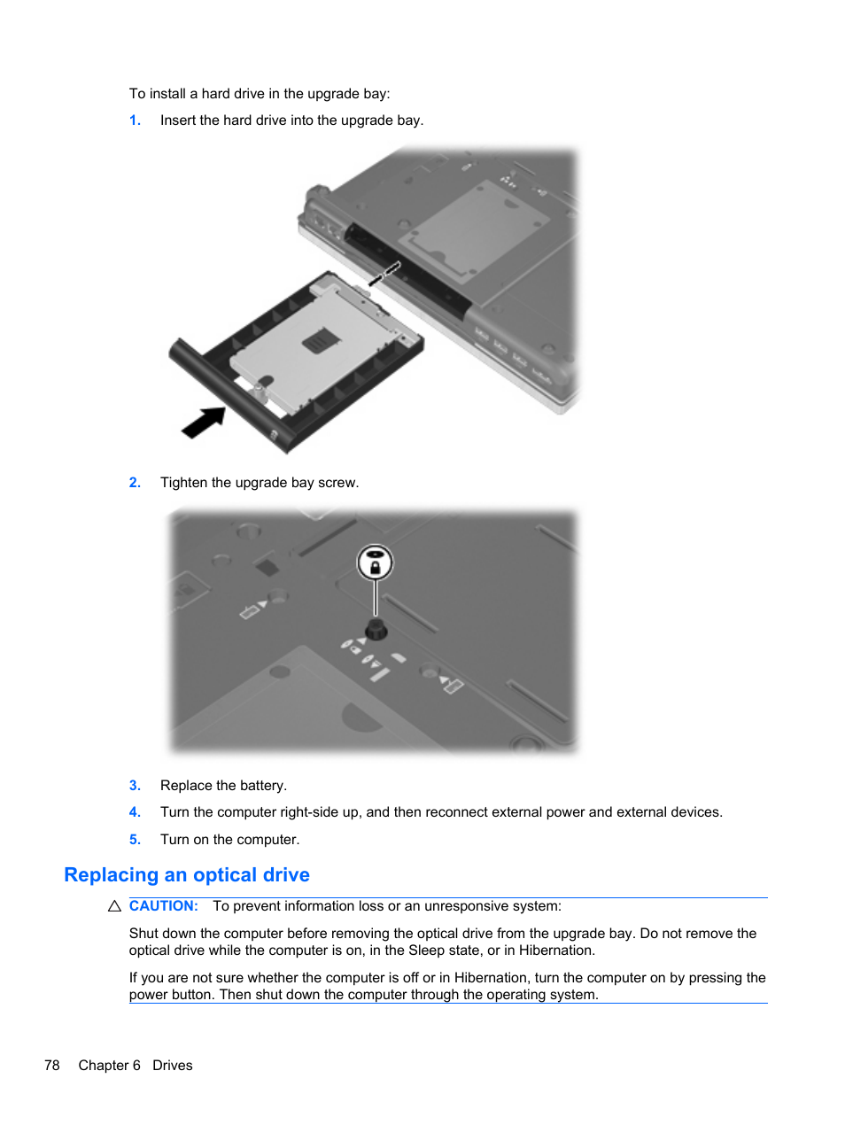Replacing an optical drive | HP EliteBook 8740w Mobile Workstation User Manual | Page 90 / 152