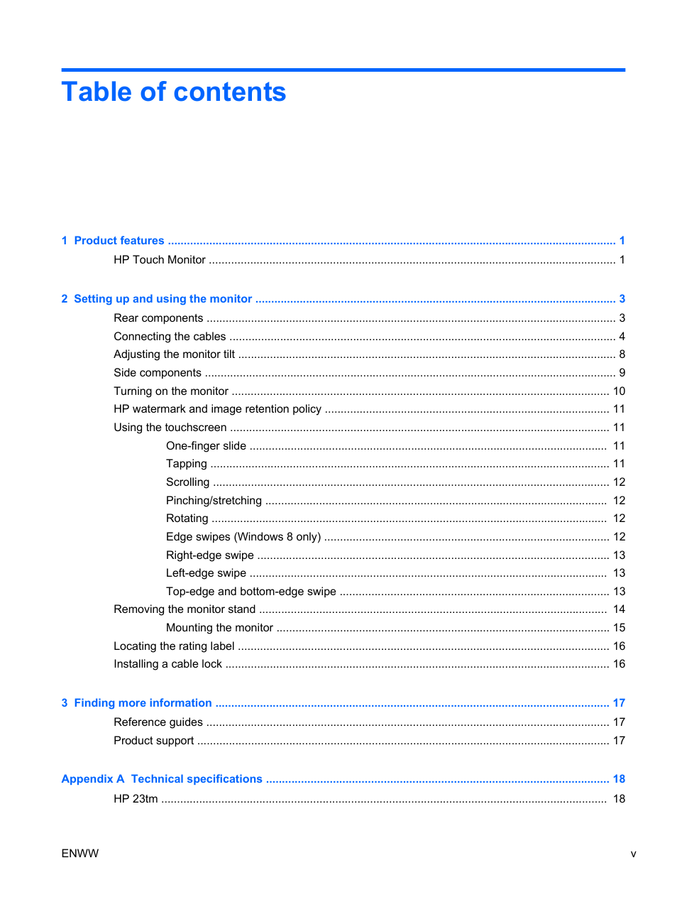 HP Pavilion 23tm 23-inch Diagonal Touch Monitor User Manual | Page 5 / 26