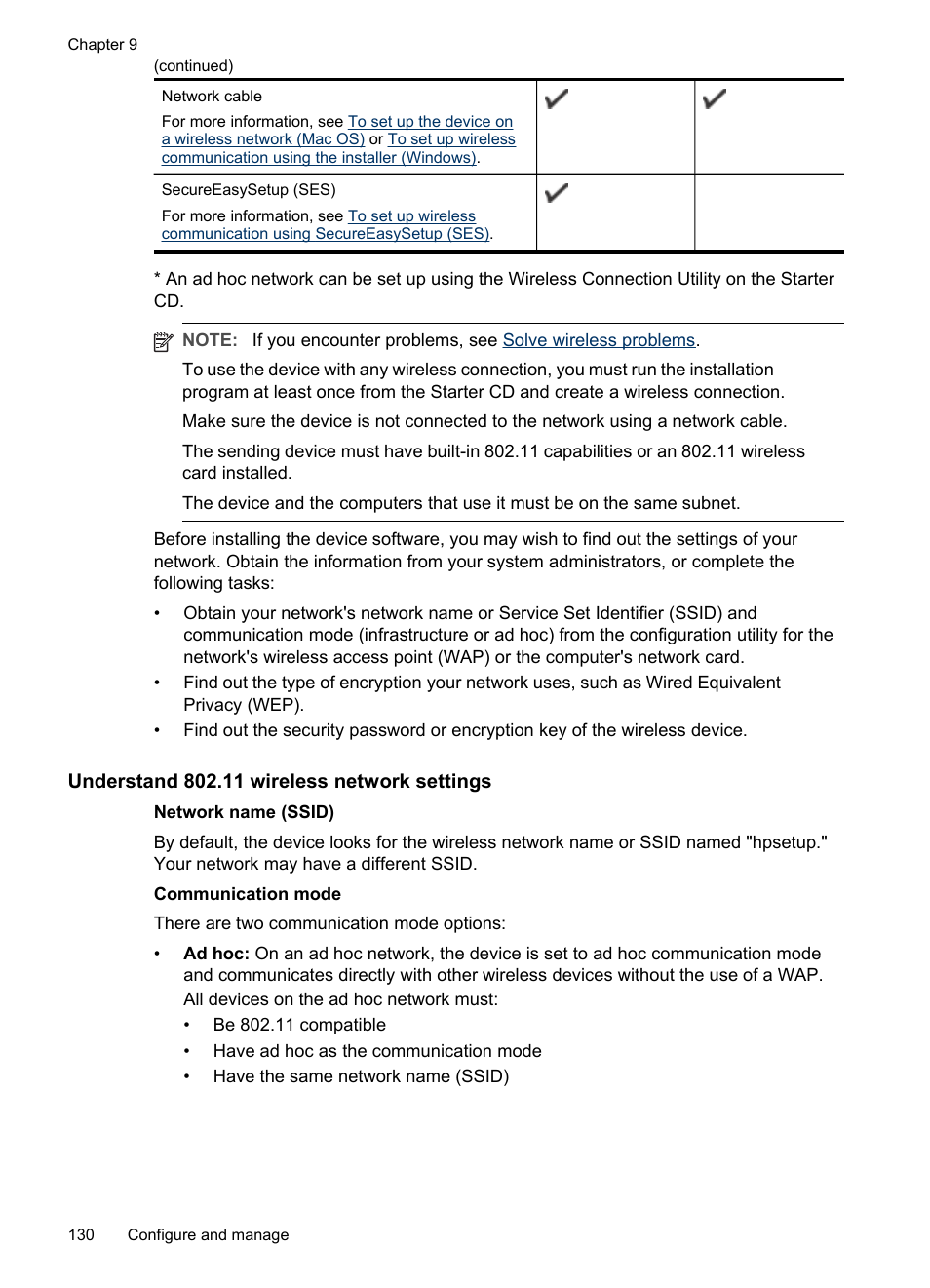 Understand 802.11 wireless network settings | HP Officejet Pro L7380 All-in-One Printer User Manual | Page 134 / 245