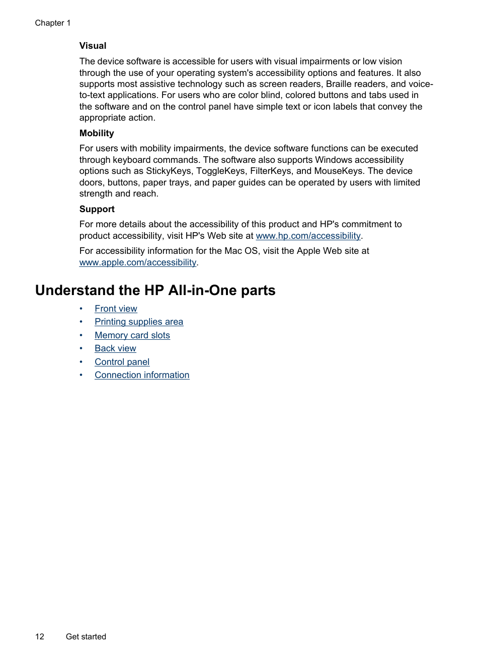 Understand the hp all-in-one parts, Connection information | HP Officejet Pro L7380 All-in-One Printer User Manual | Page 16 / 245