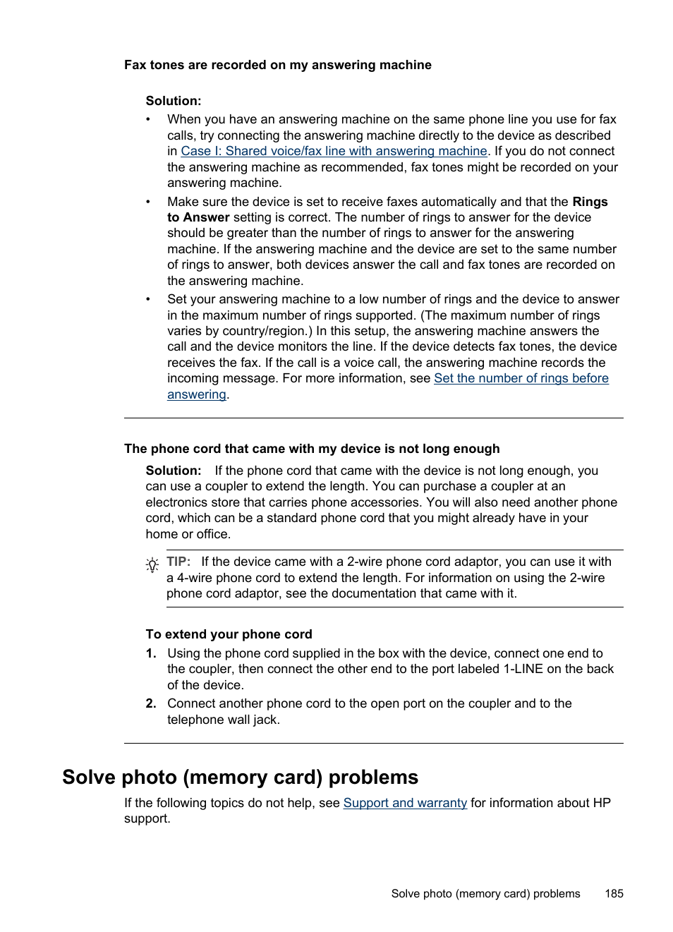 Solve photo (memory card) problems | HP Officejet Pro L7380 All-in-One Printer User Manual | Page 189 / 245