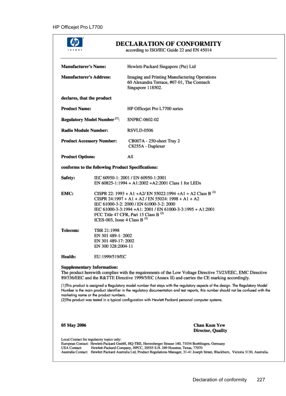 HP Officejet Pro L7380 All-in-One Printer User Manual | Page 231 / 245