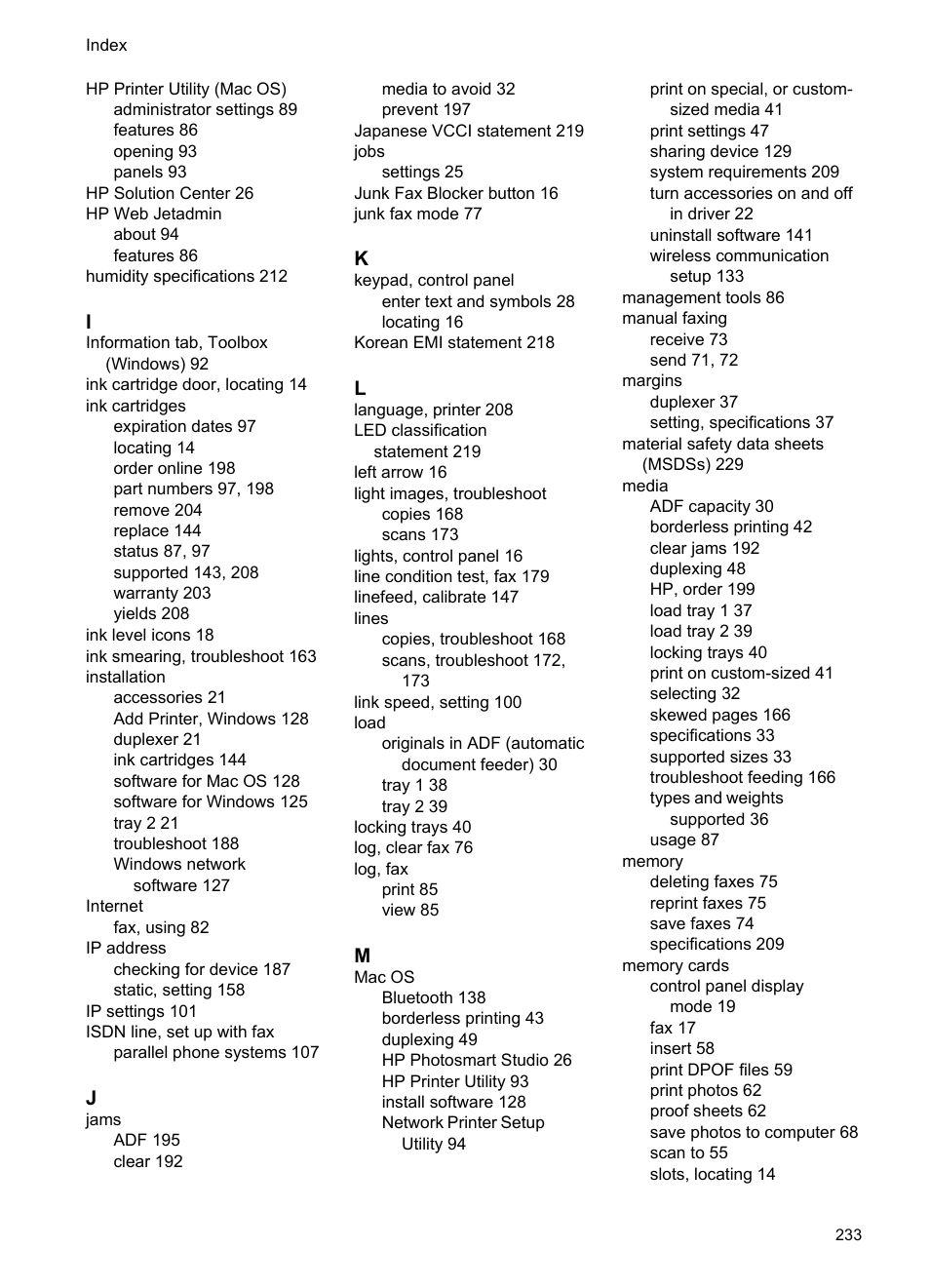 HP Officejet Pro L7380 All-in-One Printer User Manual | Page 237 / 245