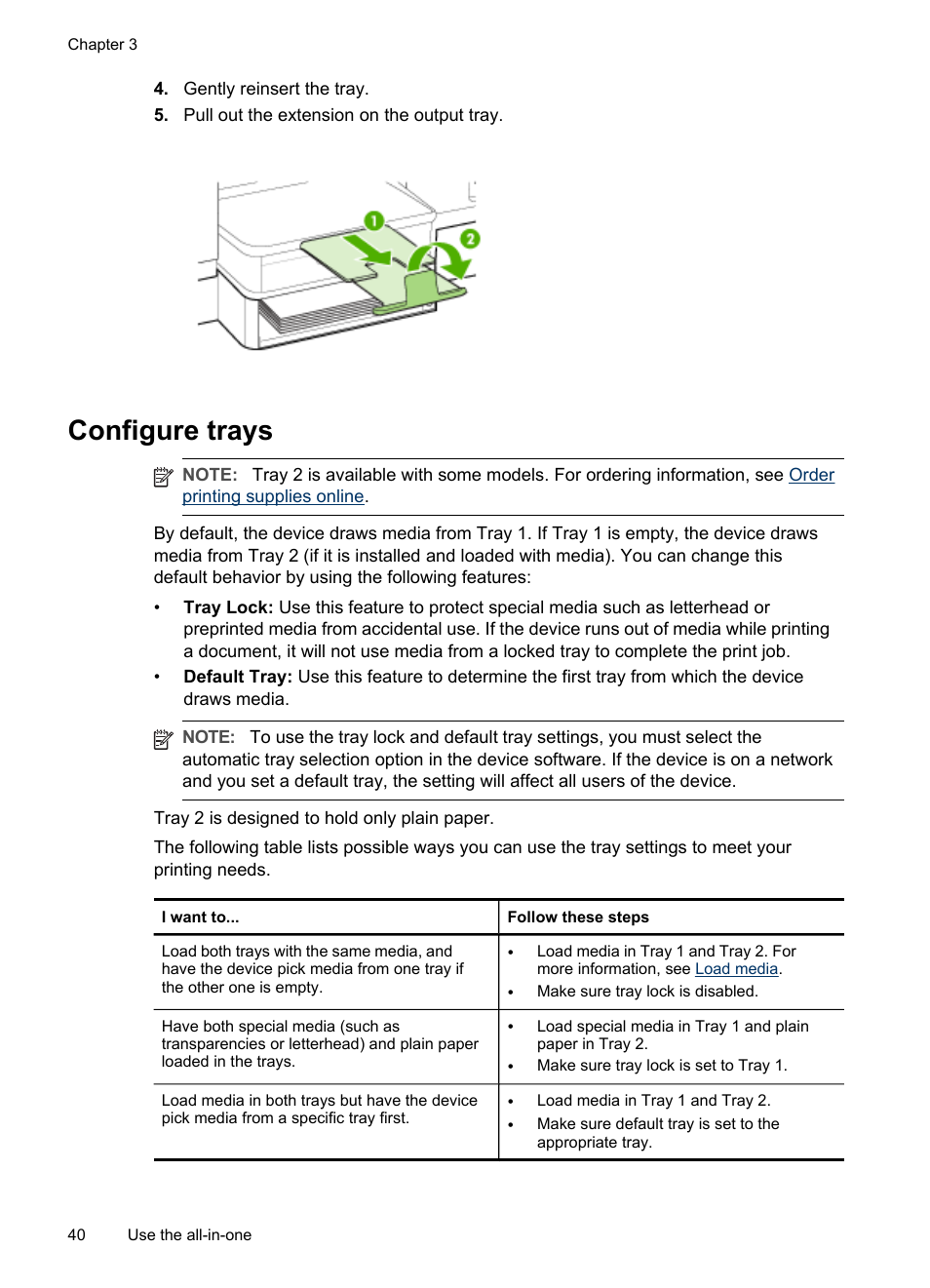 Configure trays | HP Officejet Pro L7380 All-in-One Printer User Manual | Page 44 / 245