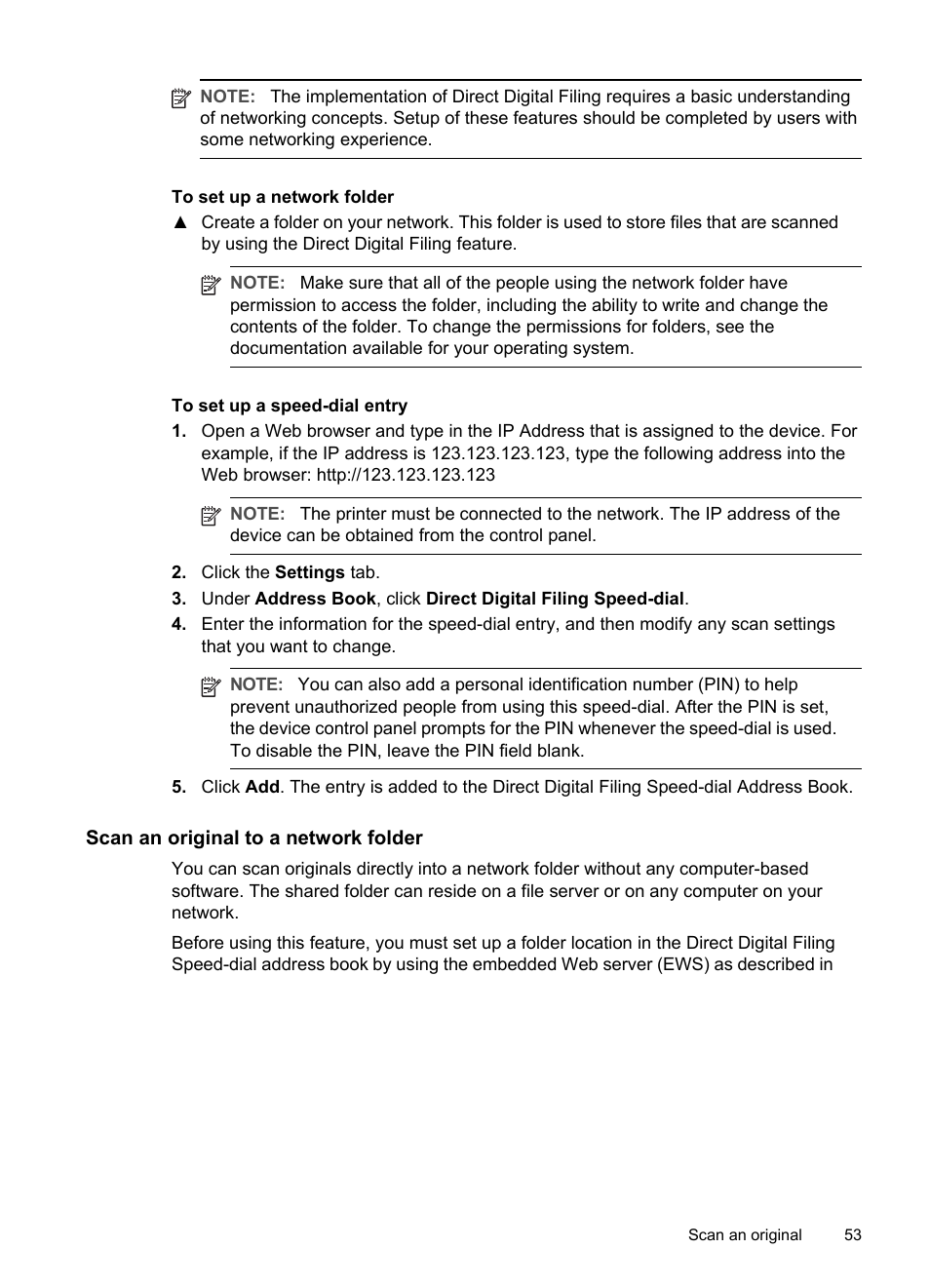 Scan an original to a network folder | HP Officejet Pro L7380 All-in-One Printer User Manual | Page 57 / 245