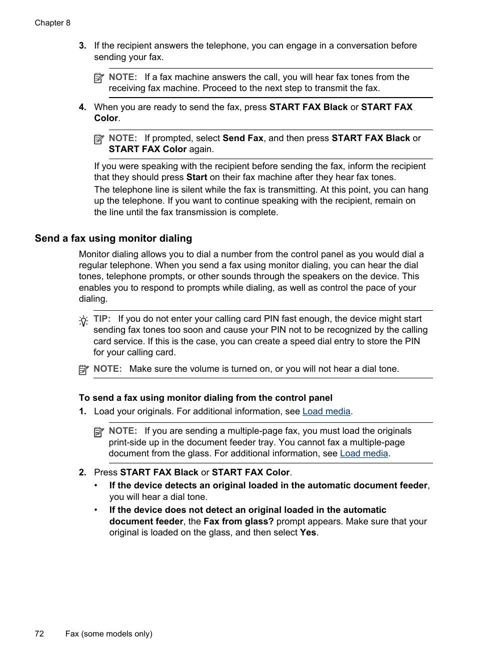 Send a fax using monitor dialing | HP Officejet Pro L7380 All-in-One Printer User Manual | Page 76 / 245