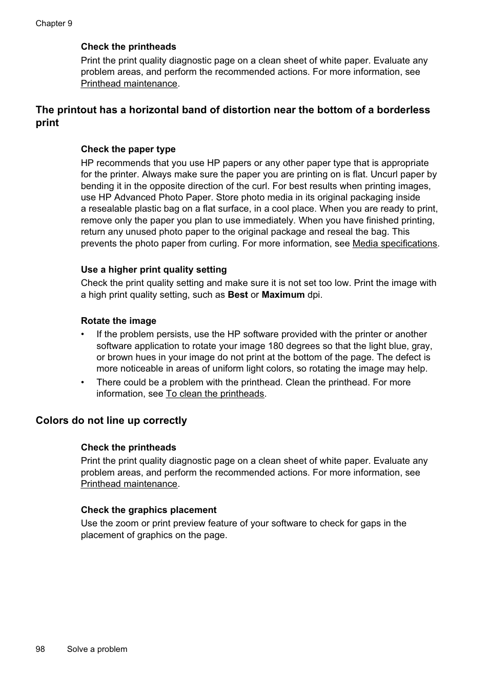 Colors do not line up correctly | HP Officejet Pro 8500A User Manual | Page 102 / 246