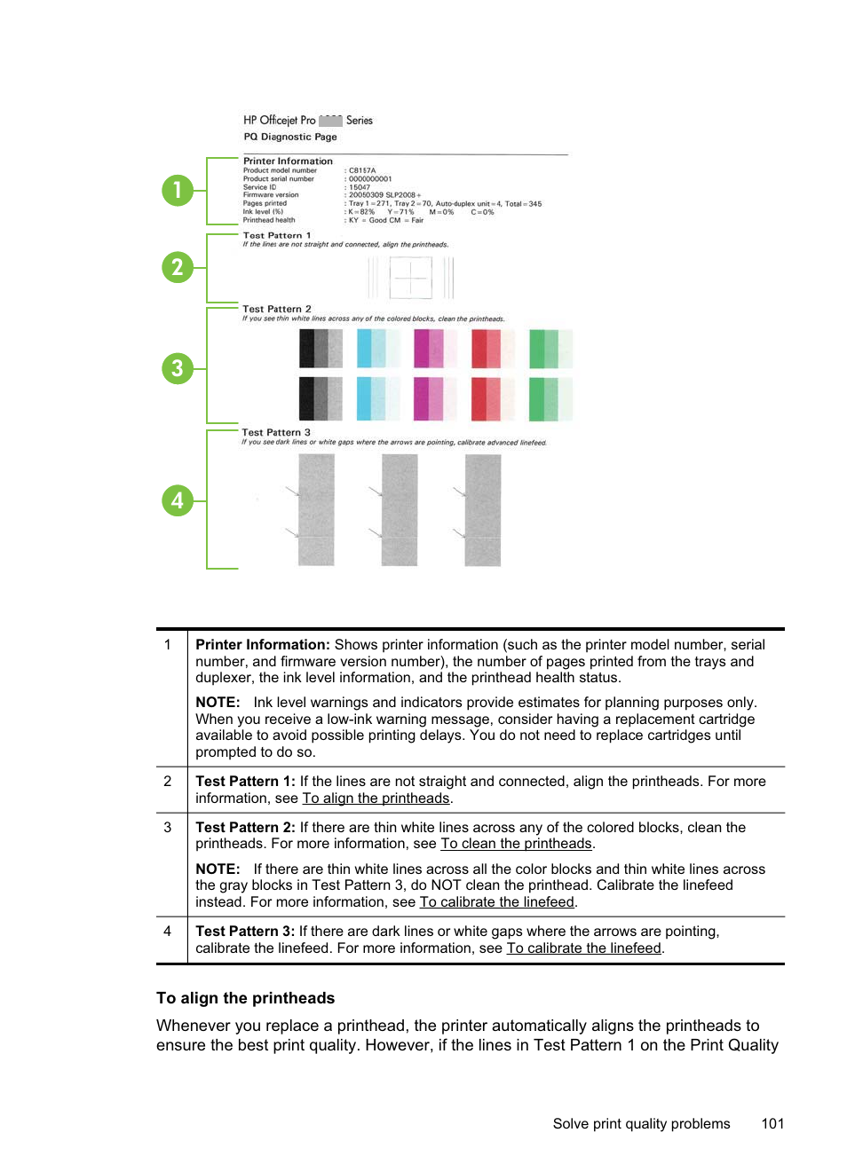 To align the printheads | HP Officejet Pro 8500A User Manual | Page 105 / 246