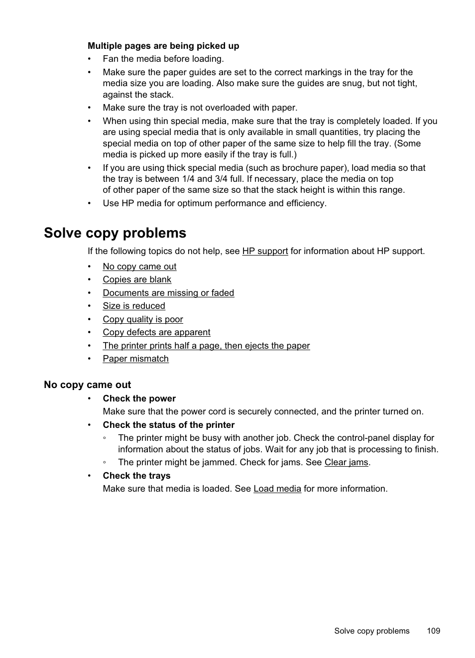 Solve copy problems, No copy came out | HP Officejet Pro 8500A User Manual | Page 113 / 246